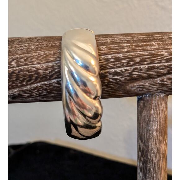 Vintage 925 Sterling Swirl Design Wide Slide In Clasp Bangle Bracelet - Picture 1 of 9